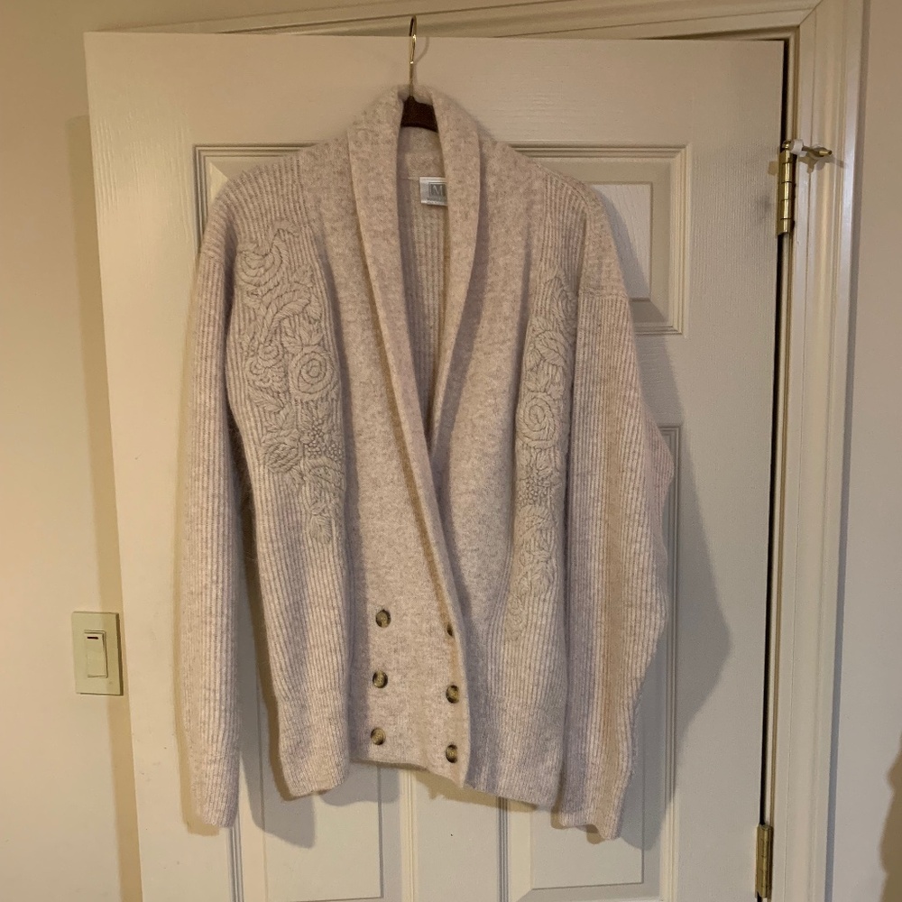 Madeleine Tan Double Breasted Cardigan Sweater sz M